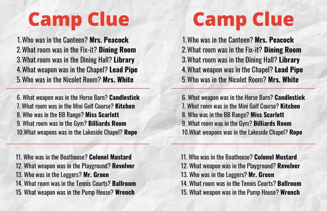 Camp Clue image number null